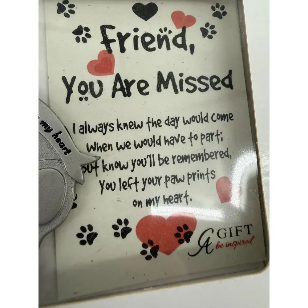 Pet Memorial Picture Frame Ornament Paw Print Rainbow Bridge Dog Cat Loss Gift
